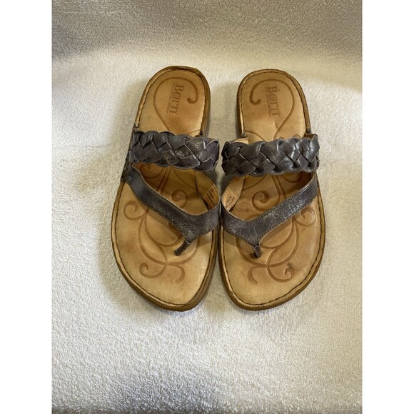 Born Sandals  brown color, thong, leather upper & lining, size 7 M summer - Picture 1 of 8